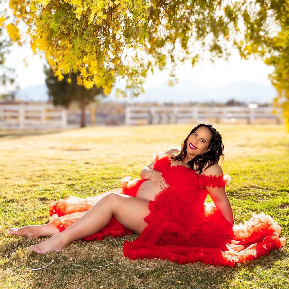 Elegant Red Maternity Gown